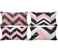 Outdoor Cushion Covers 30 x 50 Pink Cushion Covers Soft Set of 4 Sofa Decorative Pillows Northern Europe Pattern Design with Invisible Zip for Livingroom Couch Garden Patio Home Decor Gifts r9-U9
