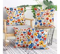Outdoor Cushion Covers 30x30 cm Colorful, Waterproof Linen Sofa Cushion Covers Pack of 4, Flower Throw Pillow Case for Sofa Bed Bedroom Patio Garden Home Decoration L-G96