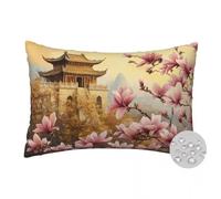 Outdoor Cushion Covers 40 x 70 cm Pack of 2 Vintage Architecture Waterproof Outdoor Cushions Floral Garden Cushions 16 x 28 Inch Throw Pillow Cases With Invisible Zipper for Patio Couch Garden -FS580