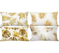 Outdoor Cushion Covers 40 x 70 Northern Europe Cushion Covers Soft Set of 4 Sofa Decorative Pillows Leaf Pattern Design with Invisible Zip for Livingroom Couch Garden Patio Home Decor Gifts m1-V25