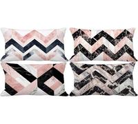 Outdoor Cushion Covers 40 x 70 Pink Cushion Covers Waterproof Linen Set of 4 Sofa Decorative Pillows Stripe Pattern Design with Invisible Zip for Livingroom Couch Bedroom Patio Garden Home Decor w3-63