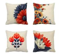 Outdoor Cushion Covers 40x40 cm Set of 4, Simplicity Cushion Covers Sunflower Pattern with Invisible Zipper Design, Double-Sided Waterproof Linen Decorative Pillows for Outdoor Decor, Gifts -HCW250695