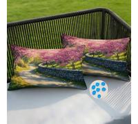 Outdoor Cushion Covers 50 x 60 cm Spring Park Garden Cushions Waterproof Cushion Cover 2 pack Decorative Pillows Cherry Blossoms Throw Pillow Case Cushions Covers for Patio Garden 20x24 Inch -SC369