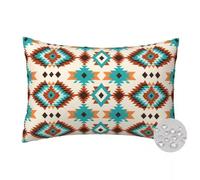 Outdoor Cushion Covers 50 x 70 cm Pack of 2 Green Orange Waterproof Outdoor Cushions Geometric Garden Cushions 20 x 28 Inch Decorative Linen Throw Pillow Cases for Patio Couch Garden -FS626