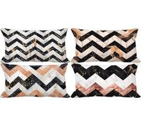 Outdoor Cushion Covers 50 x 70 Northern Europe Cushion Covers Waterproof Linen Set of 4 Sofa Decorative Pillows Stripe Pattern Design with Invisible Zip for Livingroom Couch Garden Home Decor b2-U20