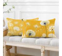 Outdoor Cushion Covers 50 x 80 Set of 2, Waterproof Decorative Throw Pillow Covers 50cm x 80cm Modern White Pattern Design Waterproof Linen Orange Cushion Cover for Patio Garden Porch Bench, Model320