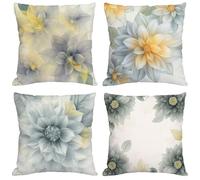 Outdoor Cushion Covers 50x50 cm Simplicity Cushions Waterproof Velvet Square Pack of 4 Throw Pillow Covers Flower Decorative Pillowcases for Garden Furniture Sofa Bench Farmhouse Home Decor Y-1219