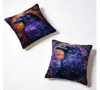 Outdoor Cushion Covers 55 x 55 Set of 2 Purple Large Cushion Covers 22x22 Inch Decorative Throw Pillow Crow Square Linen Sofa With Invisible Zipper Spring Summer Home Decor, Gifts for Women 9-E5K877