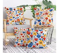 Outdoor Cushion Covers 55x55 cm Colorful, Waterproof Short Plush Sofa Cushion Covers Pack of 4, Flower Throw Pillow Case for Sofa Bed Bedroom Patio Garden Home Decoration L-G96