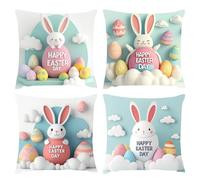 Outdoor Cushion Covers 55x55 Set of 4, Duck Egg Color Waterproof Linen Sofa Cushion Covers Decorative Pillows Cover Rabbit Outdoor Cushions, Decor Home Garden Balcony Couch Gifts for Women S1-877