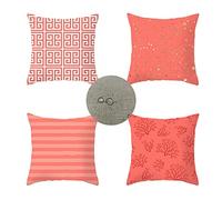 Outdoor Cushion Covers 60x60cm Set of 4 Square Waterproof Linen Outdoor Cushions Nordic Decorative Throw Pillow Case, for Sofa Couch Bedroom Garden Office Car Home Decor 24x24in (Blush Pink) JW-5900