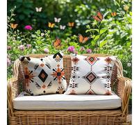 Outdoor Cushion Covers 65 x 65 Morocco Cushion Covers Geometry Garden Cushions Pillow Cases 2 Pack Double Sided Waterproof Velvet Decorative Throw Pillow Case for Garden Decor,Party Decorations RG-927