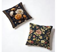 Outdoor Cushion Covers 65 x 65 Set of 2 Black Large Cushion Covers 26x26 Inch Decorative Throw Pillow Flower Linen Sofa With Invisible Zipper for Spring Summer Home Decor, Gifts for Women 1-13271G