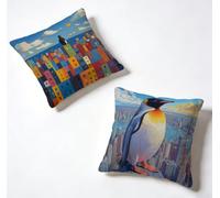 Outdoor Cushion Covers 65 x 65 Set of 2 Penguin Large Cushion Covers 26x26 Inch Decorative Throw Pillow Sea Square Linen Sofa With Invisible Zipper Spring Summer Home Decor, Gifts for Women L-I79335