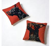 Outdoor Cushion Covers 65 x 65 Set of 2 Red Large Cushion Covers 26x26 Inch Decorative Throw Pillow Dog Square Linen Sofa With Invisible Zipper for Spring Summer Home Decor, Gifts for Women 9-5MC253