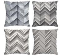 Outdoor Cushion Covers 65x65 cm Grey Cushions Waterproof Linen Square Pack of 4 Throw Pillow Covers Abstract Decorative Pillowcases for Garden Furniture Sofa Bench Farmhouse Home Decor, Gifts Y-1275