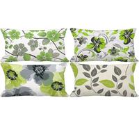 Outdoor Cushion Covers 70 x 90 Sage Green Cushion Covers Soft Set of 4 Sofa Decorative Pillows Flower Pattern Design with Invisible Zip for Livingroom Couch Patio Garden Bench Home Decor Gifts c3-615