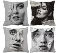 Outdoor Cushion Covers 80 x 80 Grey Cushion Covers Waterproof Soft Set of 4 Sofa Decorative Pillows Abstract Pattern Design with Invisible Zip for Couch Bedroom Summer Patio Garden Home Decor v11376
