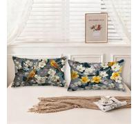 Outdoor Cushion Covers Bird, Flowers Cushion Covers 50x70 Waterproof Pillow Protectors 2 Pack Linen Throw Pillows Double Sided Printing with Invisible Zipper for Home Decoration Garden Bench, Model316