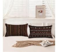 Outdoor Cushion Covers Bohemia, Brown Cushion Covers 30x50 Waterproof Pillow Protectors 2 Pack Linen Throw Pillows Double Sided Printing with Invisible Zipper for Home Decoration Garden Bench,Model768