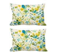 Outdoor Cushion Covers Cream Color Cushions Waterproof Super Linen Throw Pillow Covers Green,Set of 2 Oblong Decorative Pillows for Living Room Sofa Bedroom Balcony Patio Garden Chair 60x90cm G765