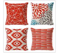 Outdoor Cushion Covers, Cushion Covers 50cm x 50cm Outdoor Cushions Waterproof, Red and White Cushion Covers Garden Cushions,Decoration Throw Pillow Covers Set of 4 Large Cushions Sofa Cushion Covers