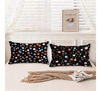 Outdoor Cushion Covers Daisy, Black Cushion Covers 50x80 Waterproof Pillow Protectors 2 Pack Velvet Throw Pillows Double Sided Printing with Invisible Zipper for Home Decoration Garden Bench, Model278