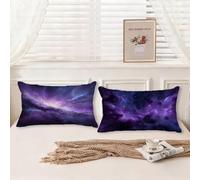 Outdoor Cushion Covers Starry Sky, Purple Cushion Covers 40x60 Waterproof Pillow Protectors 2 Pack Linen Throw Pillows Double Sided Printing with Invisible Zipper for Home Decoration Garden, Model134