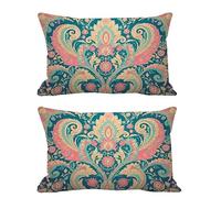 Outdoor Cushion Covers Turquoise Stone Cushions Waterproof Super Linen Throw Pillow Covers Pink,Set of 2 Oblong Decorative Pillows for Living Room Sofa Bedroom Balcony Patio Garden 80x100cm G687