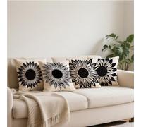 Outdoor Cushion Covers Waterproof, Cushion Cover 60x60cm, Set of 4 Sofa Cushions,Linen Garden Patio Pillow Covers Weatherproof, Bench, Balcony, Decor Throw Pillow, Decor Gifts black Mandala d-199