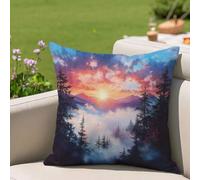 Outdoor Cushion Covers Waterproof, Landscape Cushion Covers 45cm x 45cm 1 Pack Garden Cushions Tree Decorative Pillows with Invisible Zipper Linen Pillow Cover for Farmhouse Sofa Patio Tent 2h-1214