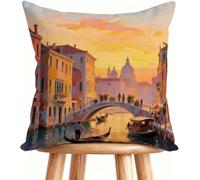 Outdoor Cushions 16x16 Inch Sofa Pillows Venice Decorative Pillows Cases Linen, Double-Sided Printing for Home Decor Sunset 3-SE4BO