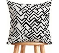 Outdoor Cushions 20x20 Inch Sofa Pillows Black And White Decorative Pillows Cases Linen, Double-Sided Printing for Home Decor Stripe 4-Z5G46