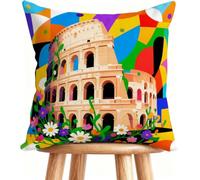 Outdoor Cushions 22x22 Inch Sofa Pillows Color Decorative Pillows Cases Linen, Double-Sided Printing for Home Decor Scenic Spots B-774DJ