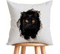 Outdoor Cushions 24x24 Inch Sofa Pillows Cat Decorative Pillows Cases Linen, Double-Sided Printing for Home Decor White 0-4E609