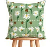 Outdoor Cushions 24x24 Inch Sofa Pillows Sage Green Decorative Pillows Cases Linen, Double-Sided Printing for Home Decor Flower V-IU14K