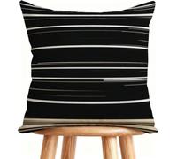 Outdoor Cushions 26x26 Inch Sofa Pillows Black Decorative Pillows Cases Linen, Double-Sided Printing for Home Decor Stripe B-24ET0
