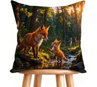 Outdoor Cushions 26x26 Inch Sofa Pillows Fox Decorative Pillows Cases Linen, Double-Sided Printing for Home Decor Animal 4-M6T5I
