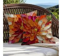 Outdoor Cushions 30cm x 30cm/12x12 Inch Large Cushion Covers Orange Throw Pillow Cover Flower Linen Square Pillowcases for Park Chair Balcony Bed Garden Decorative, Gifts for Women, Set of 2 1B-269