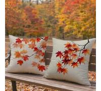 Outdoor Cushions 30cm x 30cm/12x12 Inch Large Cushion Covers Tree Throw Pillow Cover Autumn Velvet Square Pillowcases for Park Chair Balcony Bed Garden Decorative, Gifts for Women, Set of 2 1B-156
