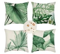 Outdoor Cushions 30cm x 30cm Set of 4 green Cushion Covers plant Garden Cushions Waterproof Linen Square Sofa Cushions Decorative Pillow Throw Pillows for Garden Patio Bench Chair Outdoor Home Decor