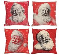 Outdoor Cushions 30x30 cm Cushion Covers Red Throw Pillow Covers Linen Decorative Pillows with Invisible Zipper Square Pillowcase for Garden Furniture Park Bench Room Decor, Pack of 4 Christmas M54
