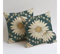 Outdoor Cushions 30x30 cm Duck Egg Cushion Covers Waterproof Soft Pillows Set of 2 Square Pillowcases Outdoor Garden Cushions Summer Floral Double Sided Printing for Garden Furniture Decor C-1334