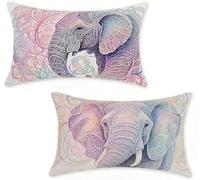Outdoor Cushions 30x50 cm Set of 2 Color Outdoor Cushion Covers 30 x 50 cm Throw Pillow Covers Elephant Decorative Pillowcase Linen Invisible Zipper HD Double Sided Printing for Home Decor 0-86AIW
