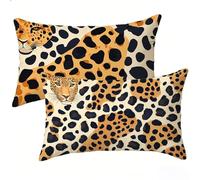 Outdoor Cushions 30x50 Set of 2 Pack, Brown Cushion Covers 12x20 inch, Leopard Print Decorative Oblong Throw Pillow Case, Waterproof Linen Outdoor Cushion Covers for Summer Garden Home Decor E-366