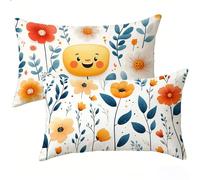 Outdoor Cushions 30x50 Set of 2 Pack, Simple Cushion Covers 12x20 inch, Flower Decorative Oblong Throw Pillow Case, Waterproof Linen Outdoor Cushion Covers for Summer Garden Home Decor Gifts E-5470