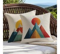 Outdoor Cushions 35cm x 35cm/14x14 Inch Large Cushion Covers Simplicity Throw Pillow Cover Mountain Linen Square Pillowcases for Park Chair Balcony Garden Decorative, Gifts for Women, Set of 2 1B-646
