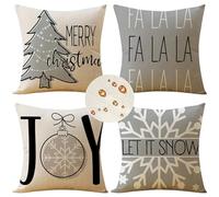 Outdoor Cushions 35cm x 35cm Set of 4 grey Cushion Covers winter Garden Cushions Waterproof Linen Square Sofa Cushions Decorative Pillow Throw Pillows for Garden Patio Bench Chair Outdoor Home Decor