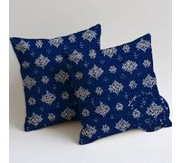 Outdoor Cushions 35x35 cm Navy Cushion Covers Waterproof Soft Sofa Pillows Set of 2 Decorative Pillowcases Outdoor Garden Cushions Retro Double Sided Printing for Garden Furniture Balcony Decor C-470