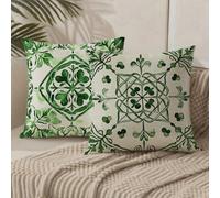 Outdoor Cushions 40cm x 40cm/16x16 Inch Large Cushion Covers Green Throw Pillow Cover Bohemia Velvet Square Pillowcases for Park Chair Balcony Bed Garden Decorative, Gifts for Women, Set of 2 1B-687